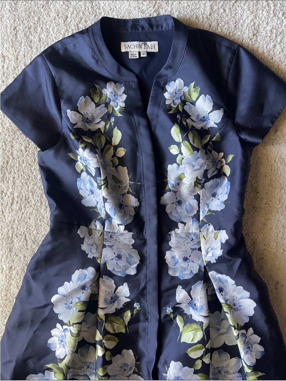 SACHIN BABI Marta Mikado Gown in Floral Fresco Blue Maxi Dress - Picture 4 of 9